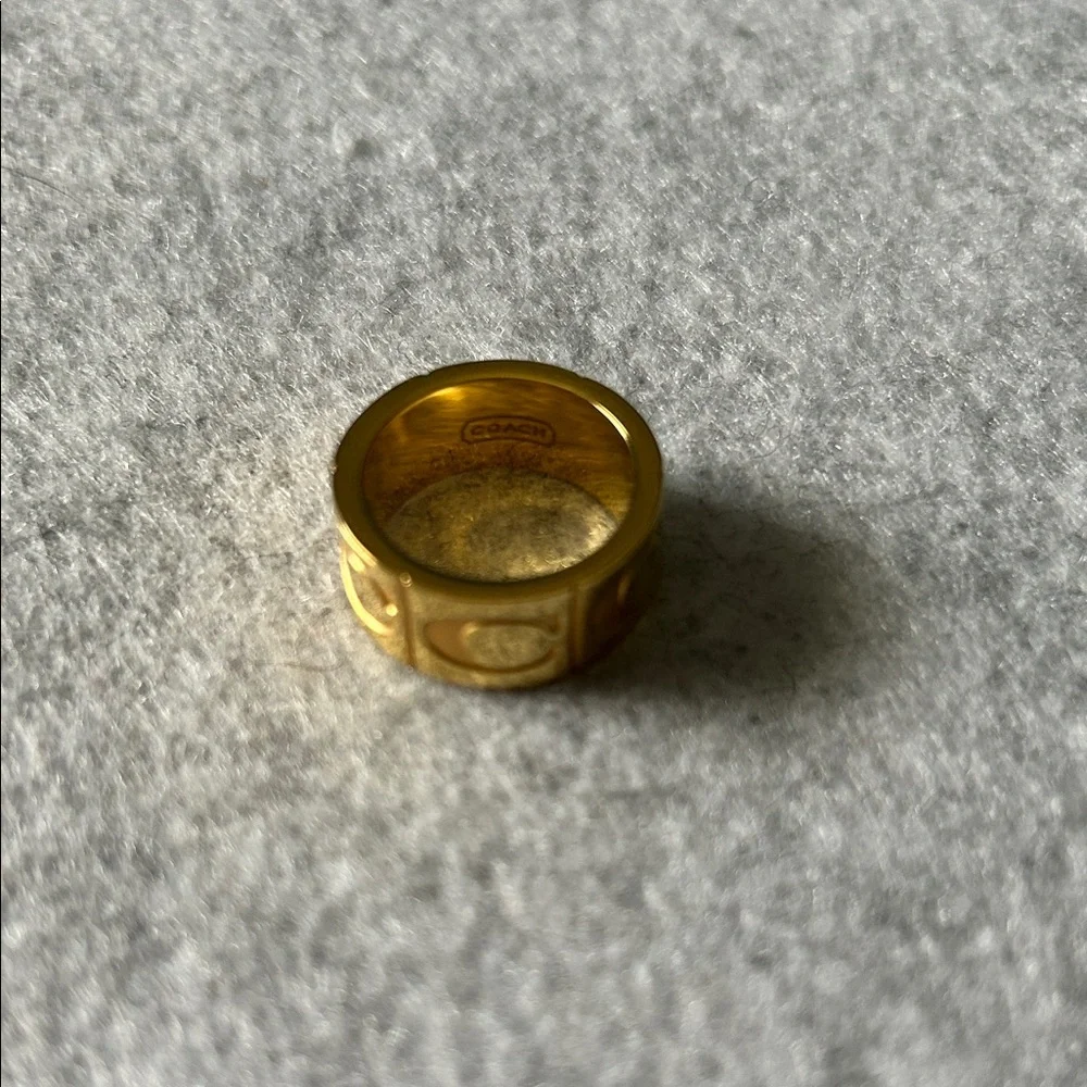 Coach Gold Plated Signature C Logo Wide Band Ring - Picture 8 of 9